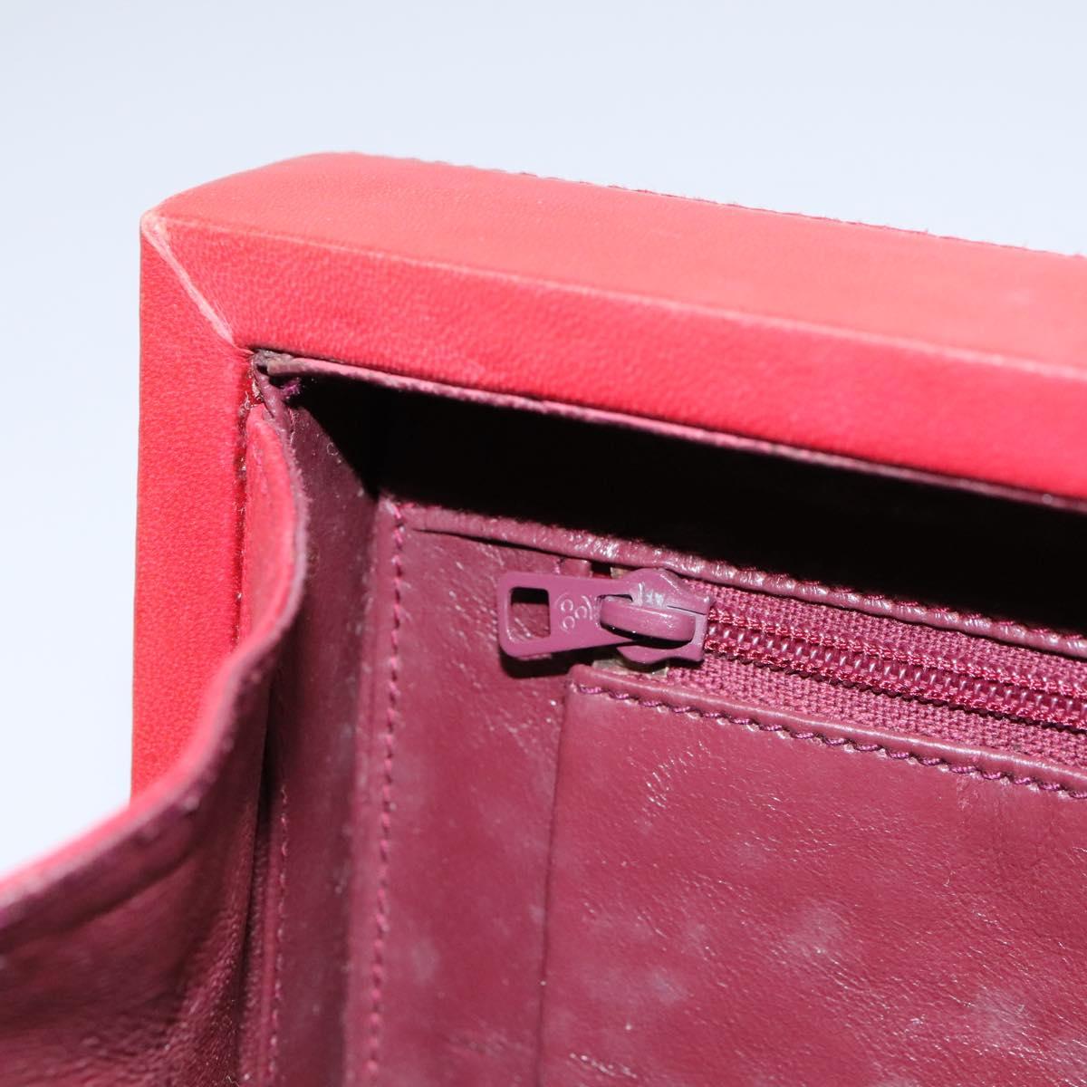 CHANEL Matelasse Hand Bag Lamb Skin 2way Red CC Auth 115600A