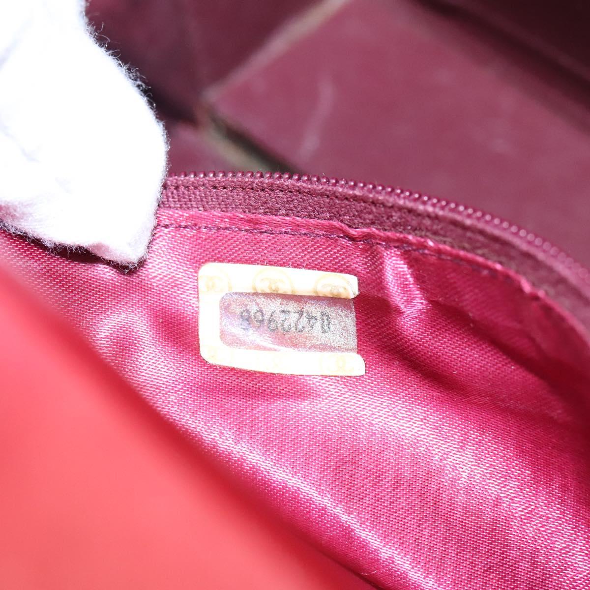 CHANEL Matelasse Hand Bag Lamb Skin 2way Red CC Auth 115600A