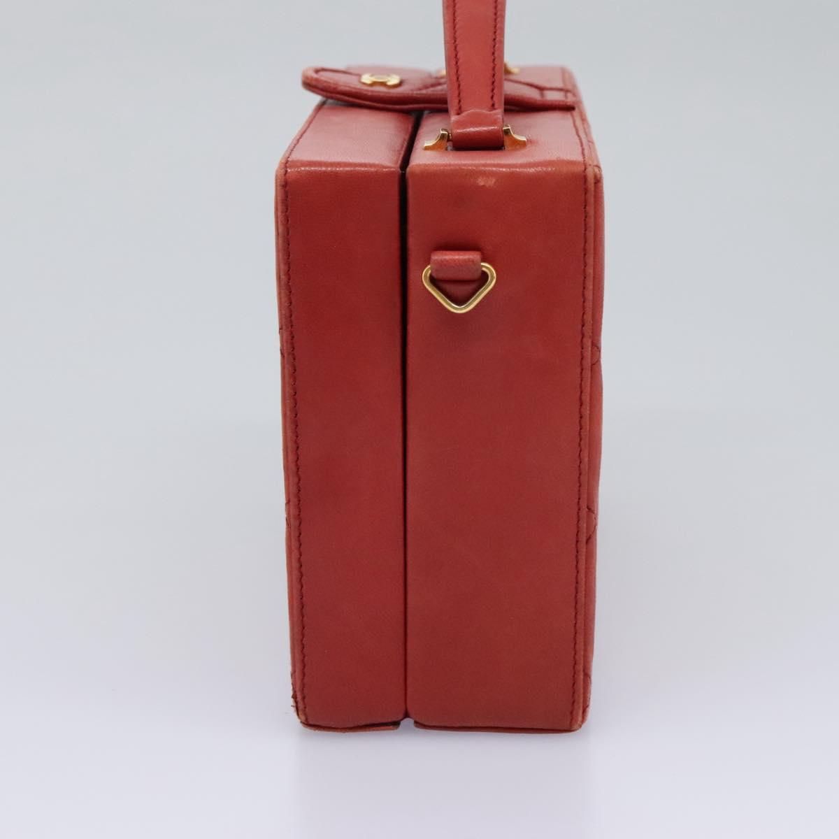 CHANEL Matelasse Hand Bag Lamb Skin 2way Red CC Auth 115600V