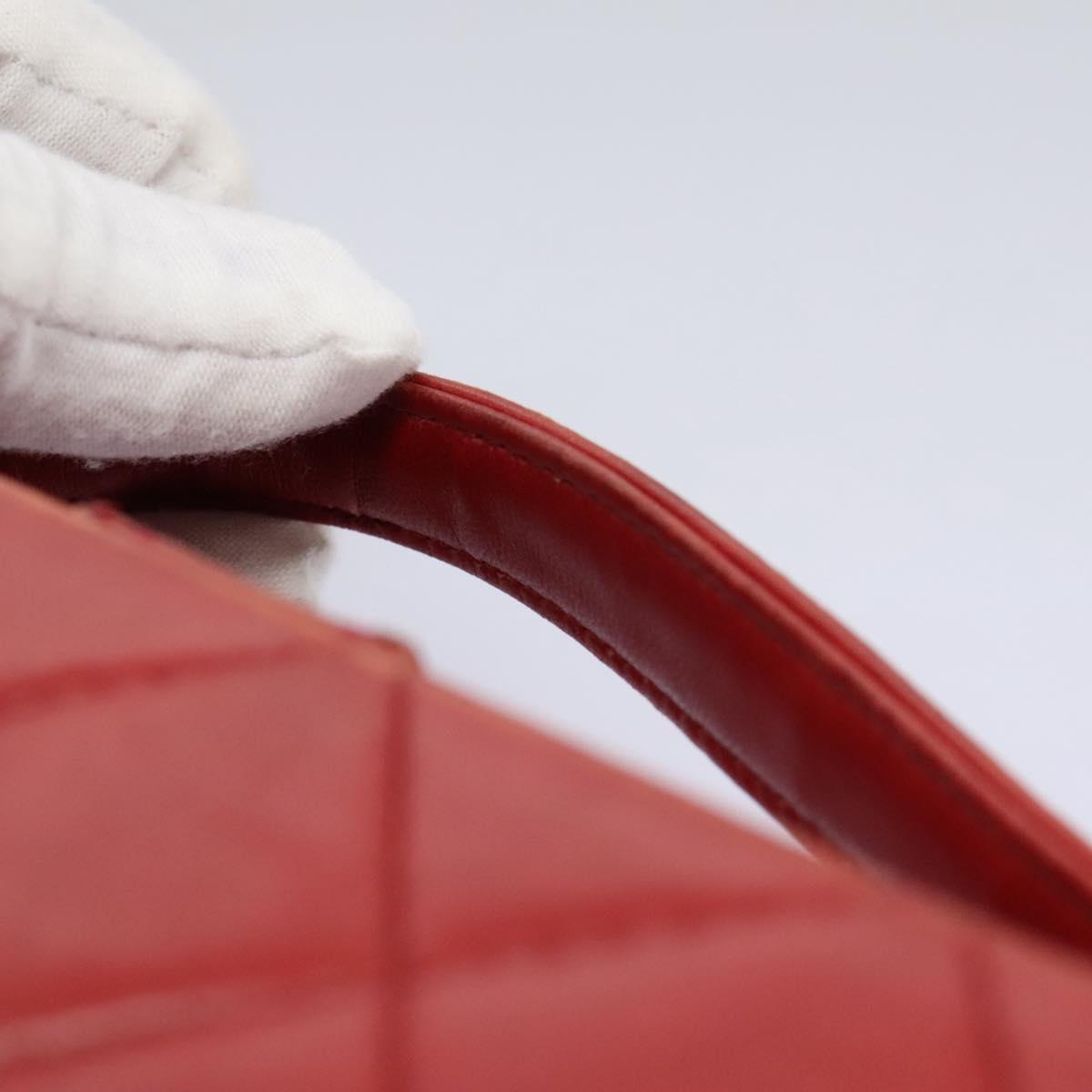 CHANEL Matelasse Hand Bag Lamb Skin 2way Red CC Auth 115600A