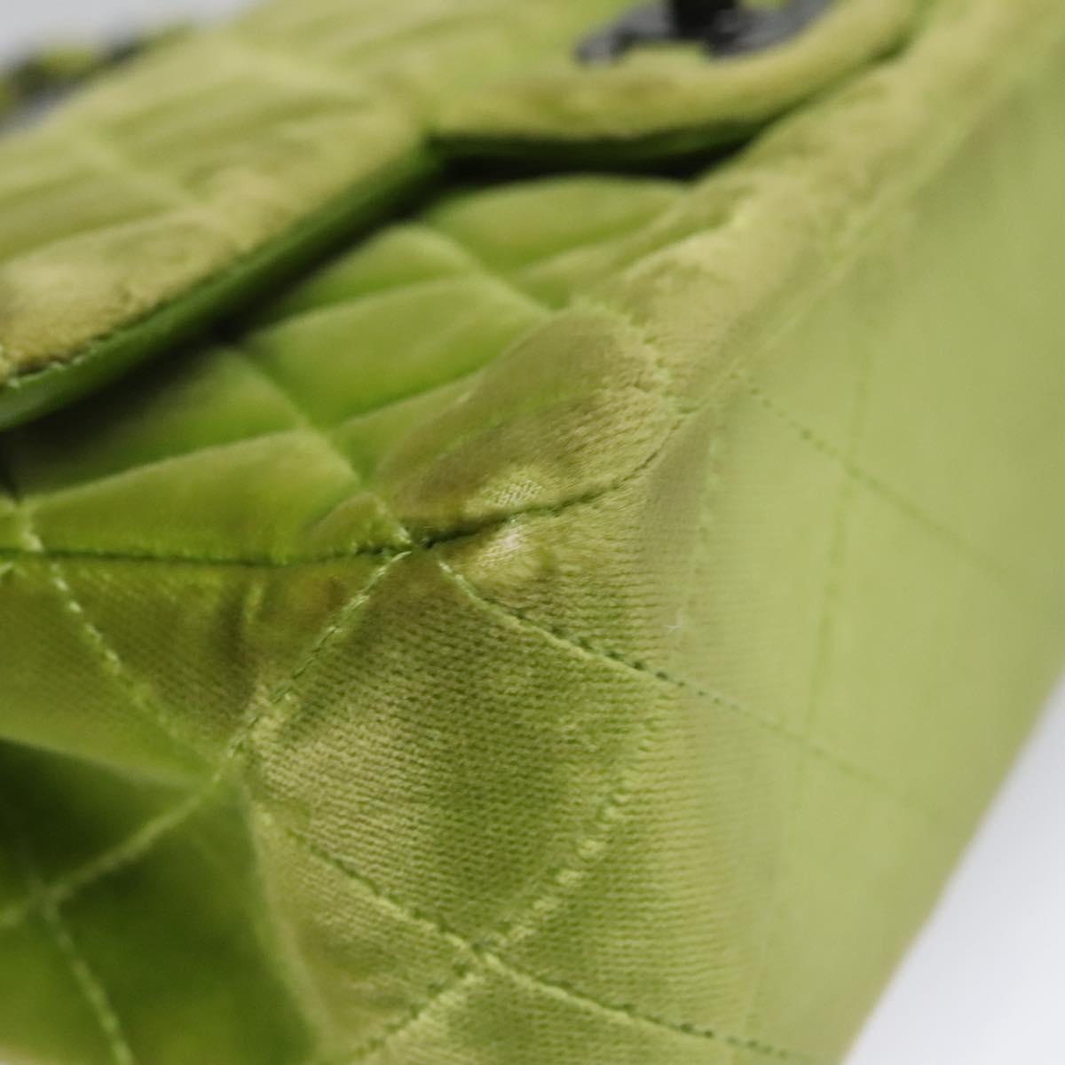 CHANEL Mini Matelasse 20 Single Flap Chain Bag Velor Green CC Auth 115601A