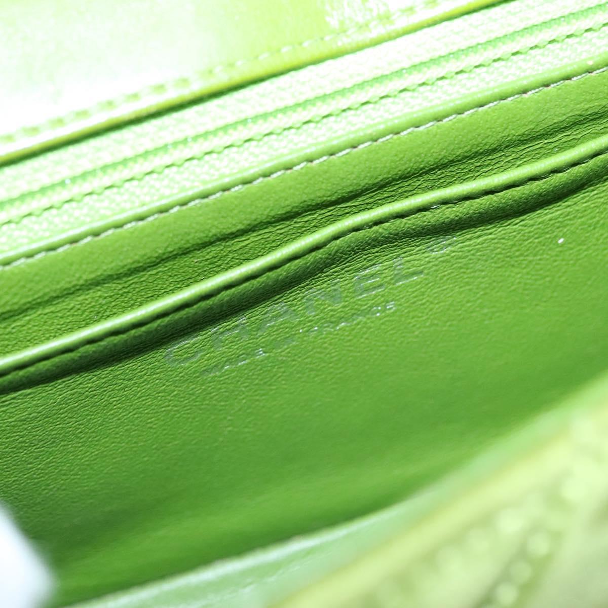 CHANEL Mini Matelasse 20 Single Flap Chain Bag Velor Green CC Auth 115601A