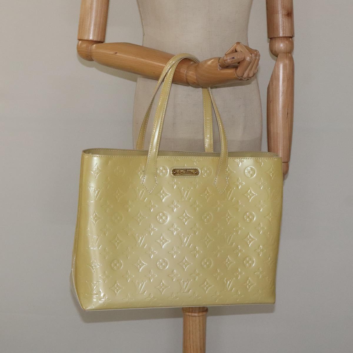 LOUIS VUITTON Monogram Vernis Wilshire MM Hand Bag Broncorail M91441 Auth 115613