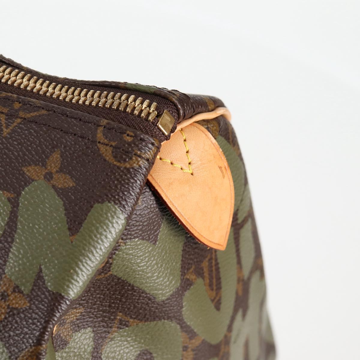LOUIS VUITTON Monogram Graffiti Keepall 50 Boston Bag Khaki M92196 Auth 115621SAM