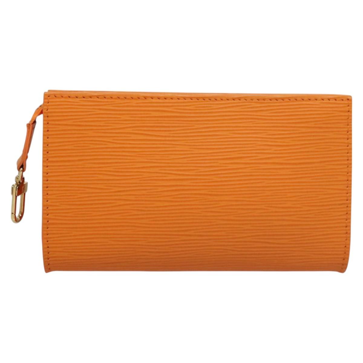 LOUIS VUITTON Epi Pouch Orange Mandarin LV Auth 115631