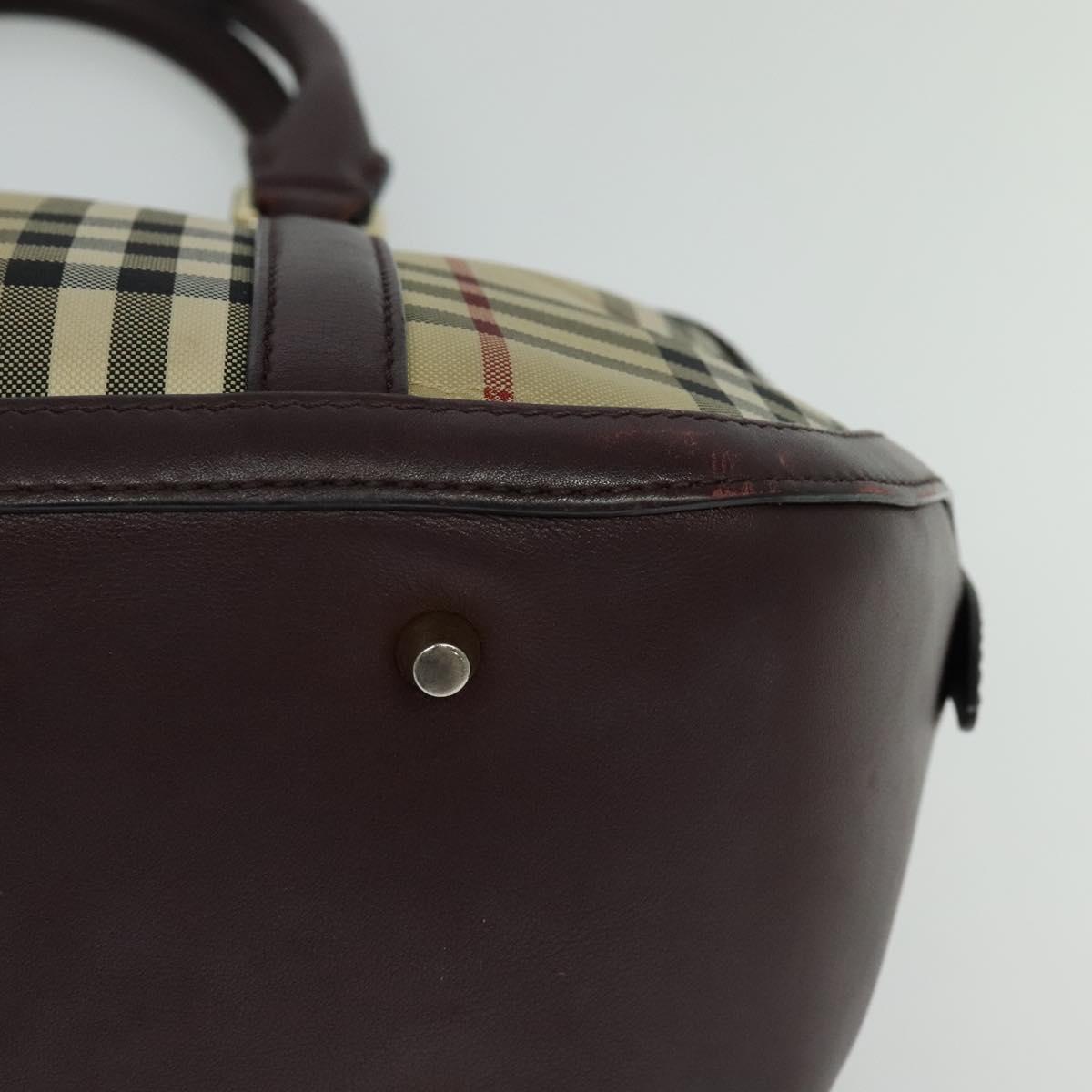 BURBERRY Nova Check Hand Bag Canvas 2way Beige Auth 115677