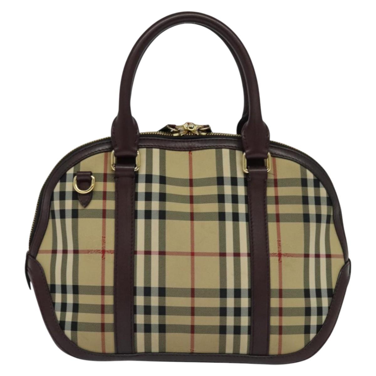BURBERRY Nova Check Hand Bag Canvas 2way Beige Auth 115677