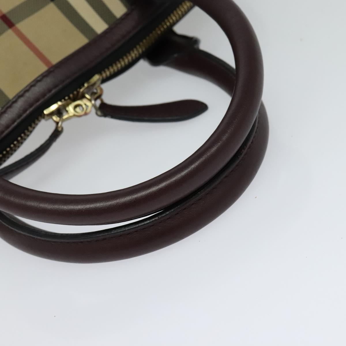 BURBERRY Nova Check Hand Bag Canvas 2way Beige Auth 115677