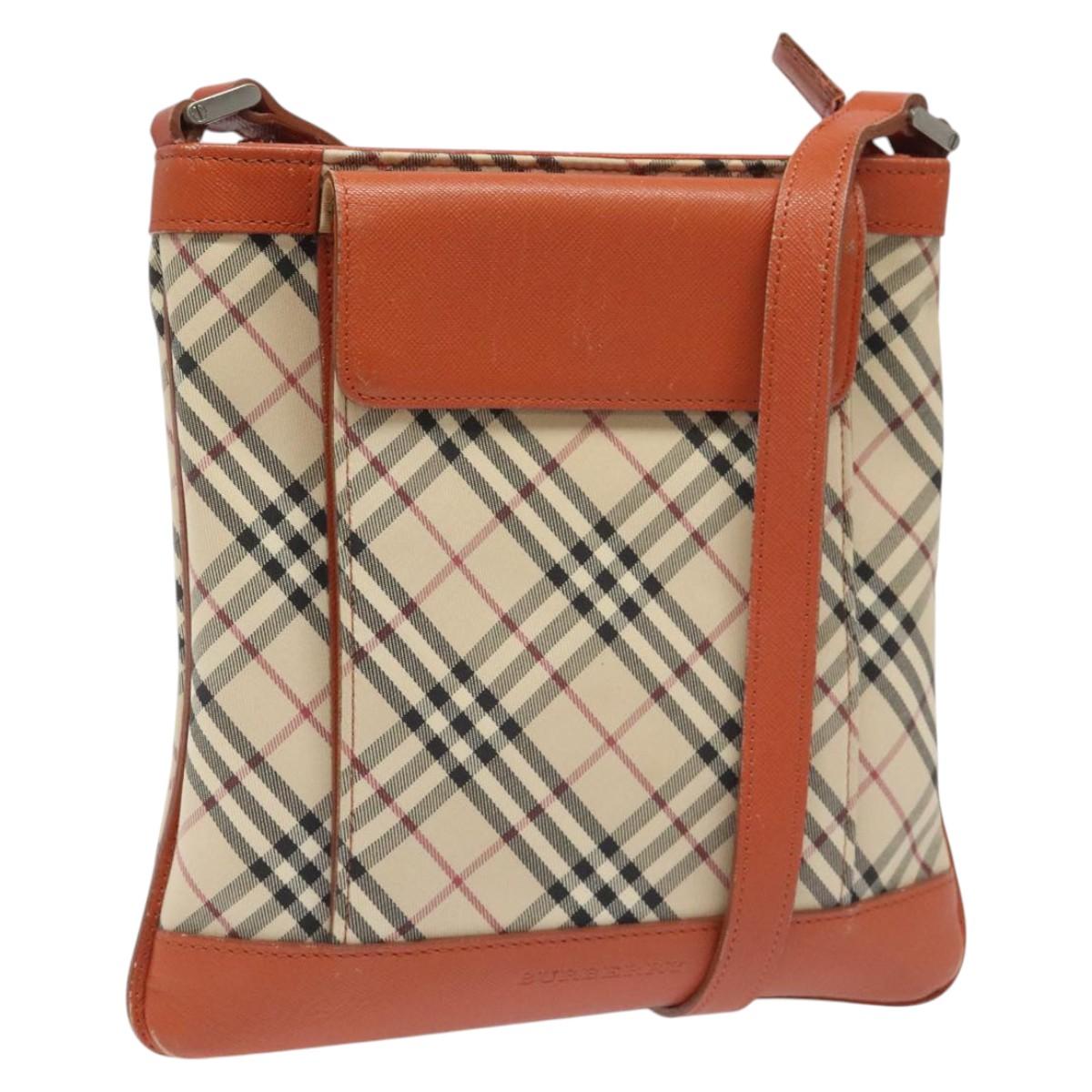 BURBERRY Nova Check Shoulder Bag Canvas Beige Auth 115678