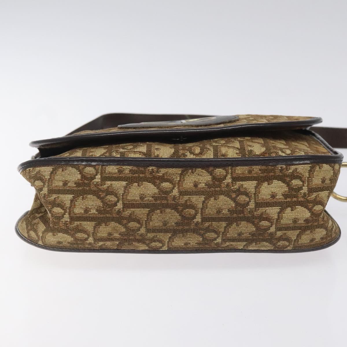 Christian Dior Trotter Canvas Shoulder Bag Brown Auth 115708