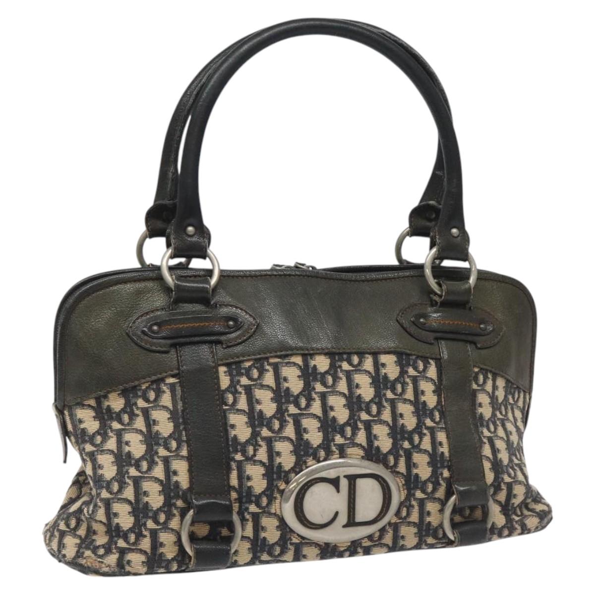 Christian Dior Trotter Canvas Hand Bag Navy Auth 115712