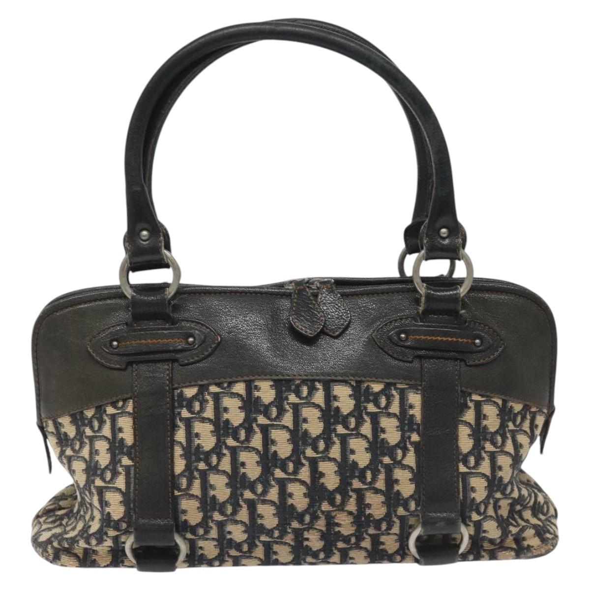 Christian Dior Trotter Canvas Hand Bag Navy Auth 115712