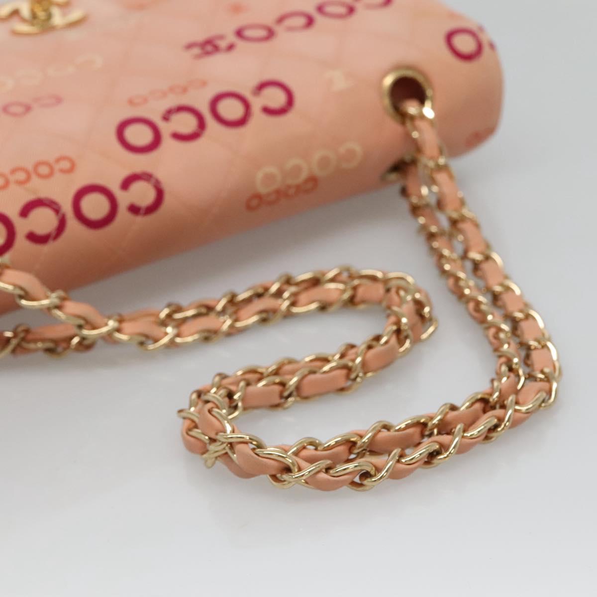 CHANEL Matelasse 25 COCO Icon Chain Shoulder Bag Canvas Pink CC Auth 115714