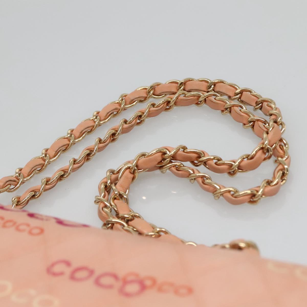 CHANEL Matelasse 25 COCO Icon Chain Shoulder Bag Canvas Pink CC Auth 115714