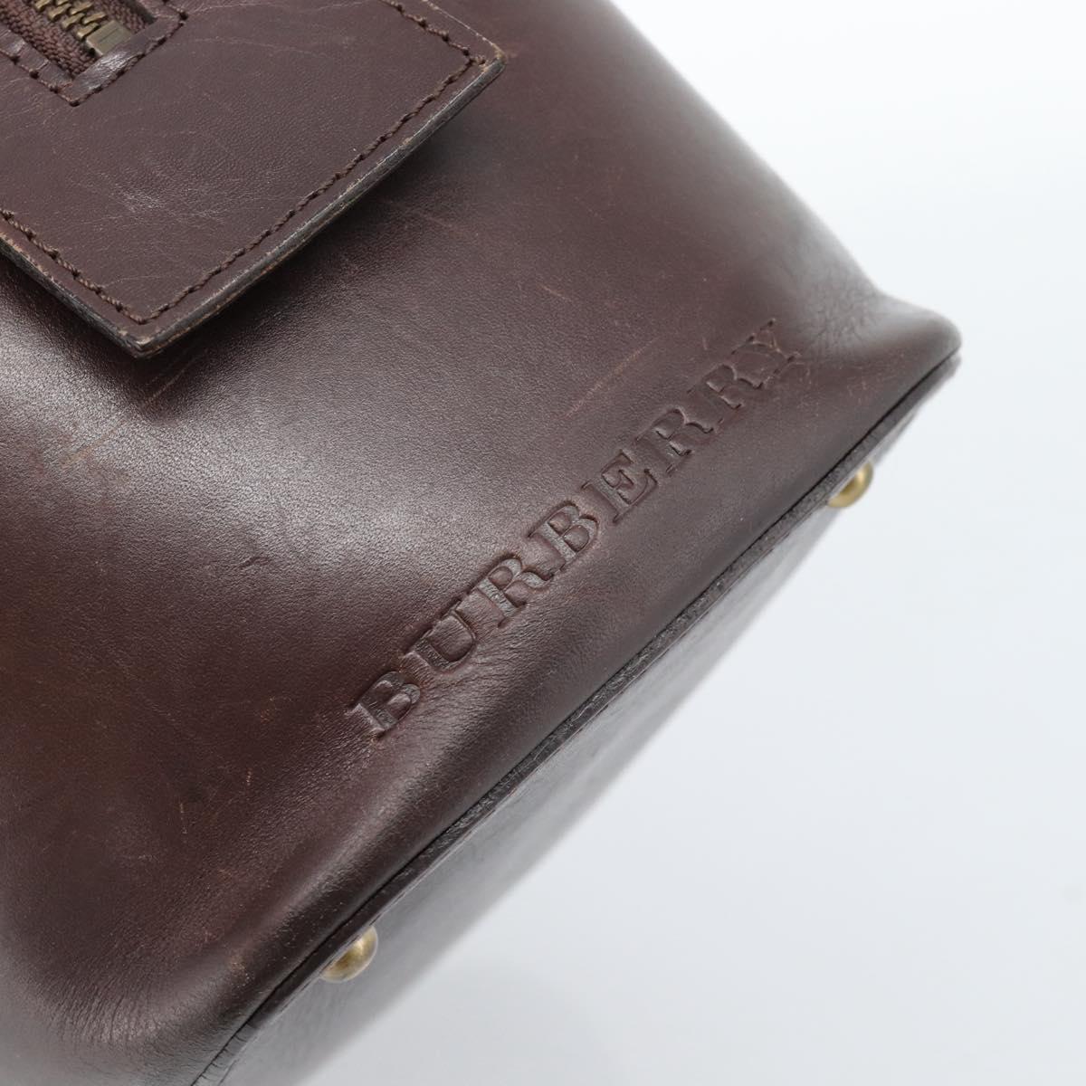 BURBERRY Nova Check Hand Bag Wool Leather Beige Brown gold Auth 115724