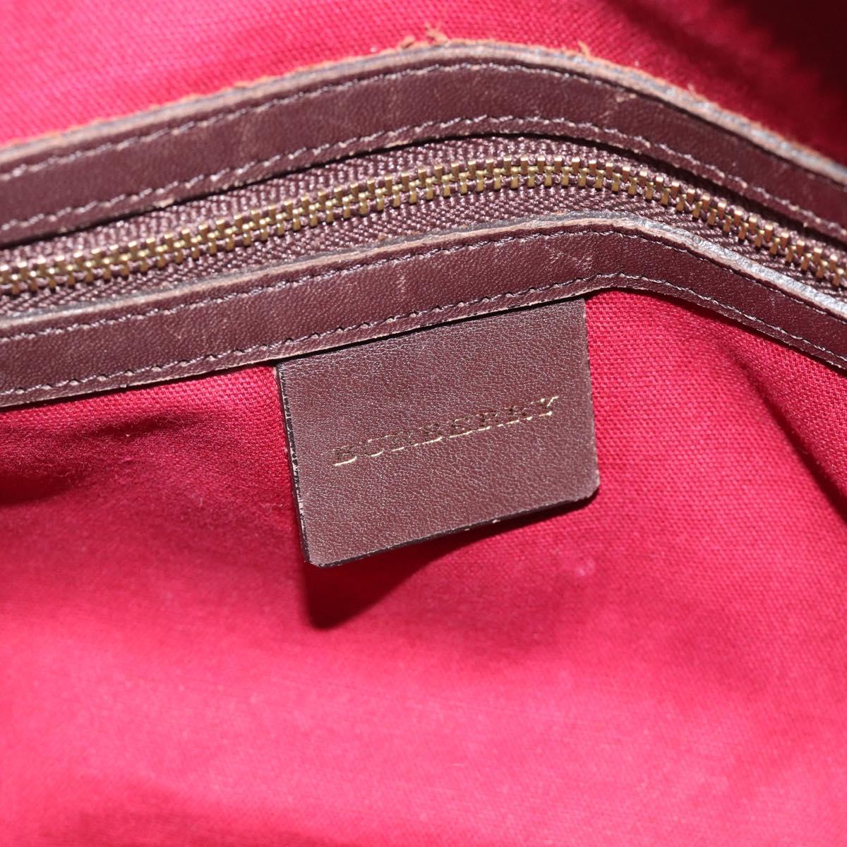 BURBERRY Nova Check Hand Bag Wool Leather Beige Brown gold Auth 115724