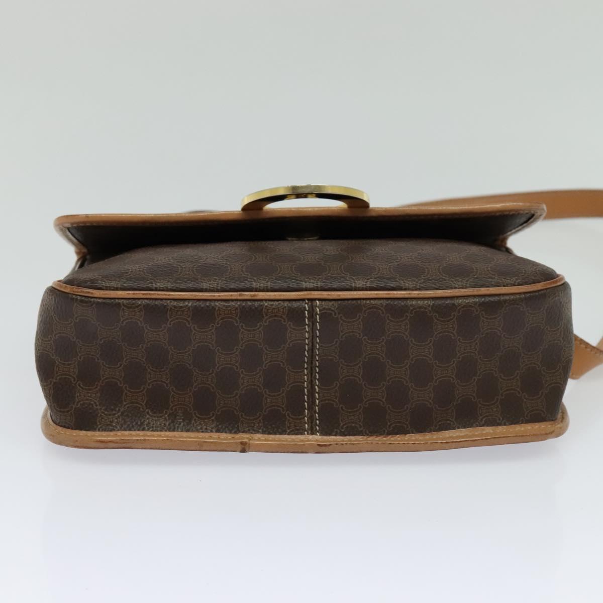 CELINE Macadam Canvas Shoulder Bag PVC Leather Brown Auth 115727