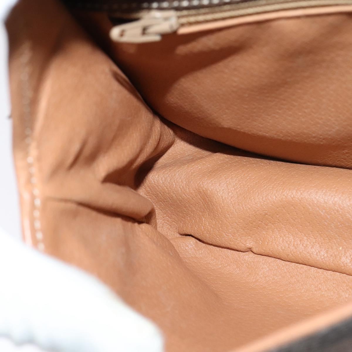 CELINE Macadam Canvas Shoulder Bag PVC Leather Brown Auth 115727