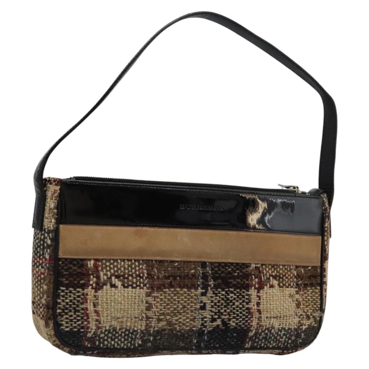 BURBERRY Nova Check Shoulder Bag Canvas Beige Auth 115735