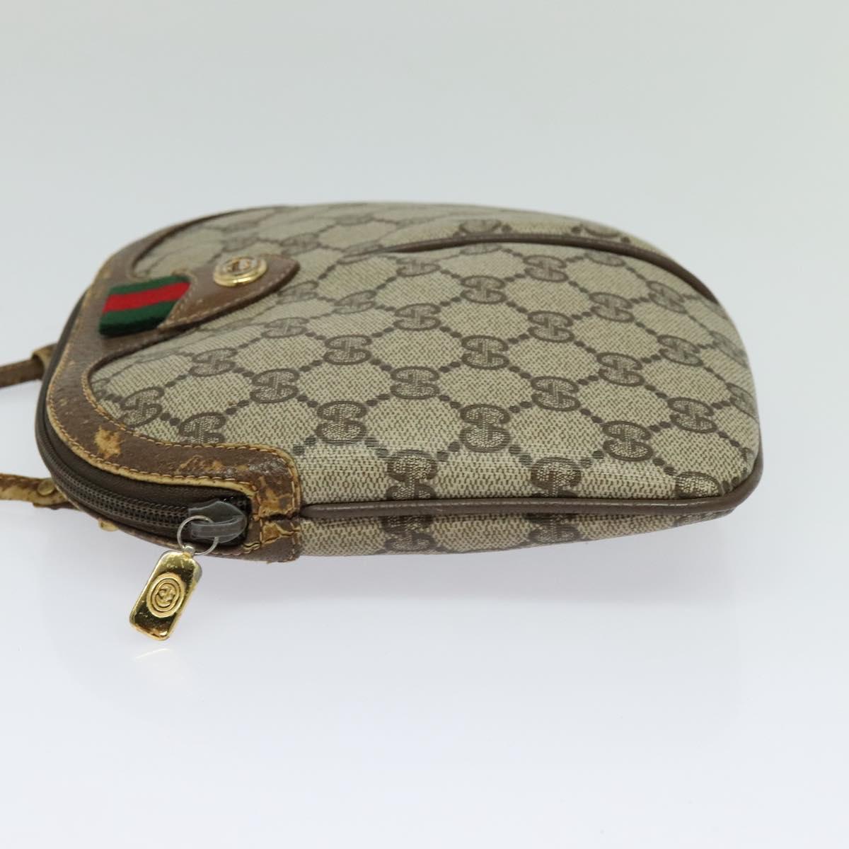 GUCCI GG Supreme Web Sherry Line Shoulder Bag PVC Beige 904 02 047 Auth 115823