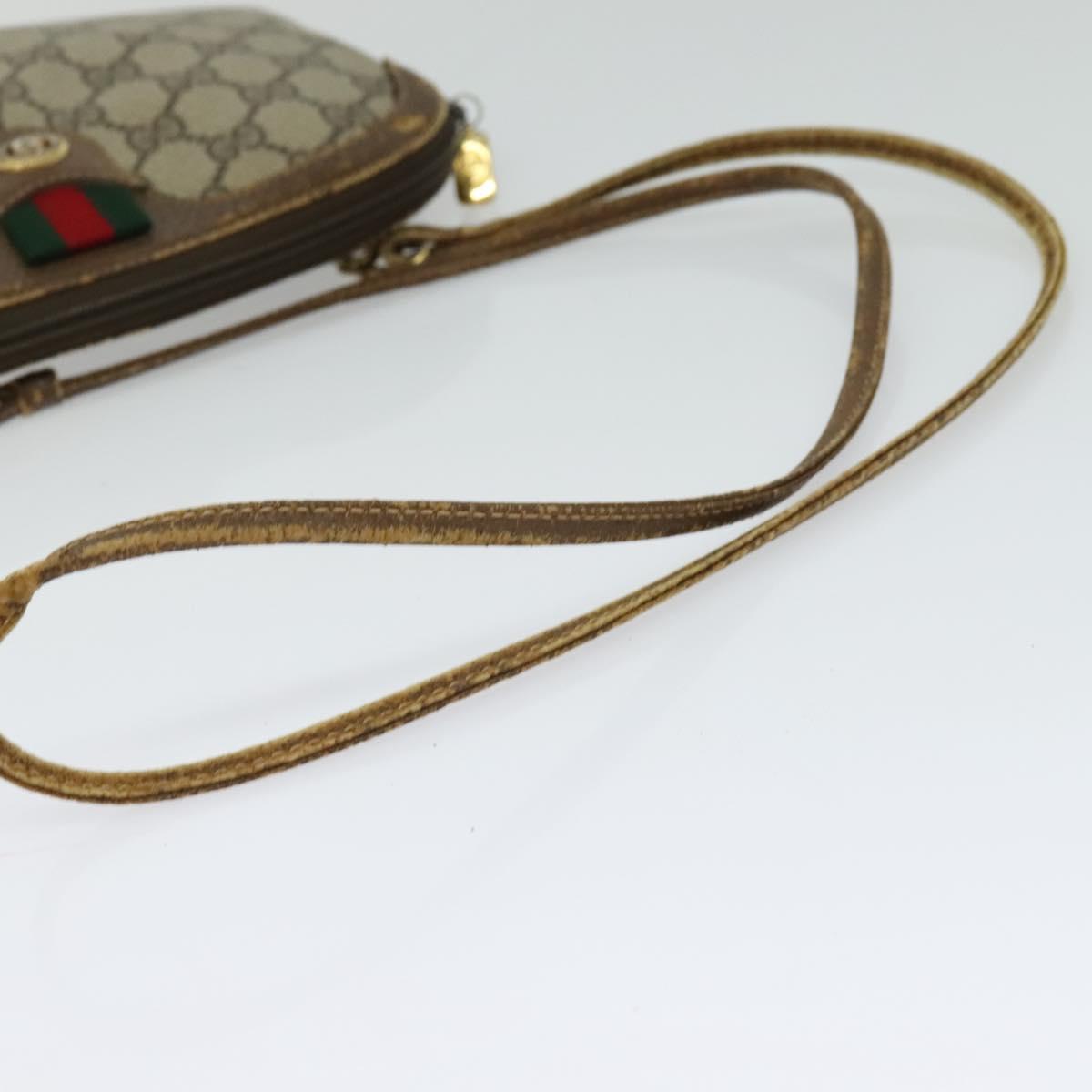 GUCCI GG Supreme Web Sherry Line Shoulder Bag PVC Beige 904 02 047 Auth 115823
