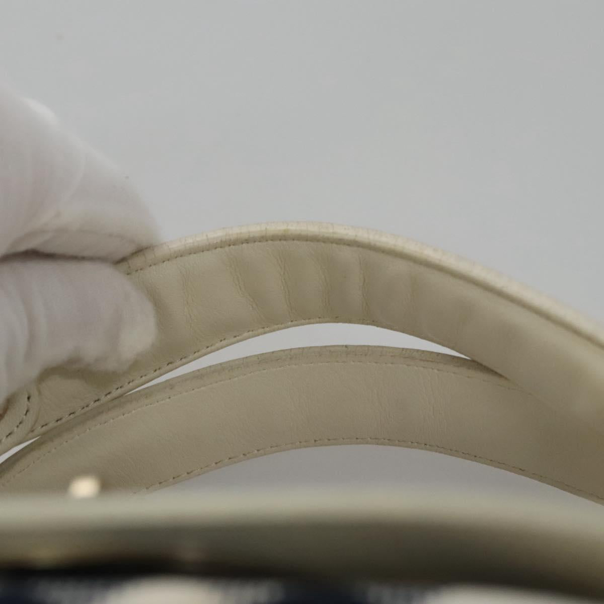 BURBERRY Nova Check Blue Label Hand Bag Canvas Leather Gold White Auth 115844