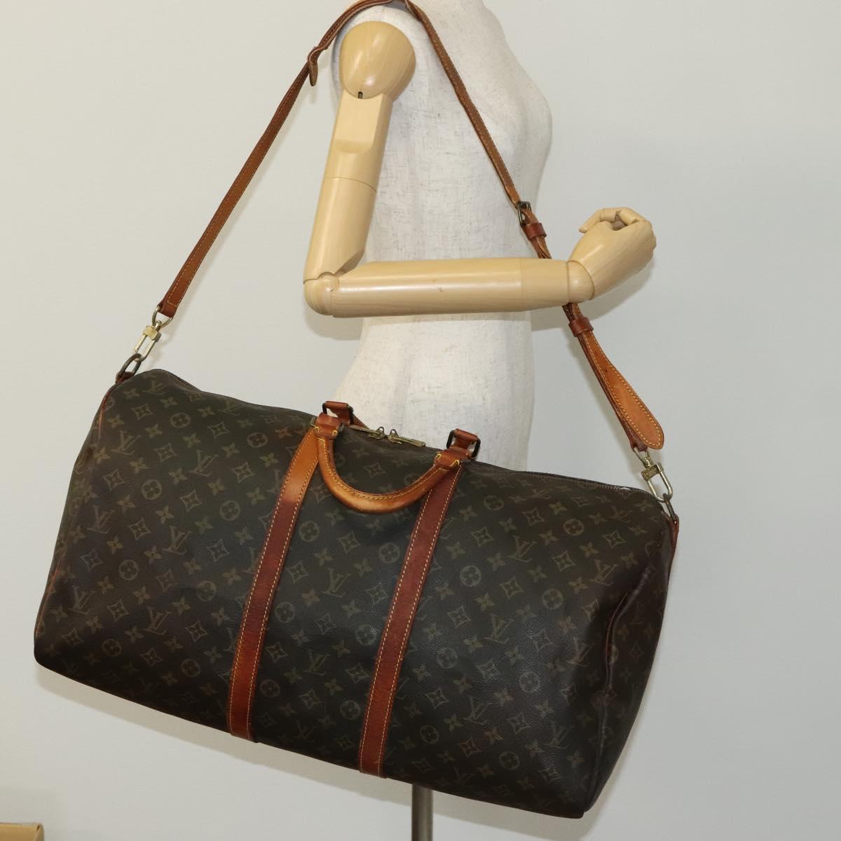 LOUIS VUITTON Monogram Keepall Bandouliere 55 Boston Bag M41414 LV Auth 115850