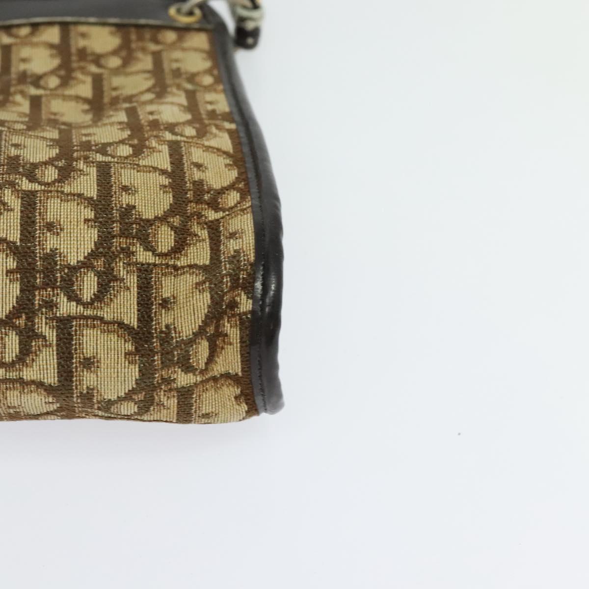 Christian Dior Trotter Canvas Shoulder Bag Beige Auth 115861