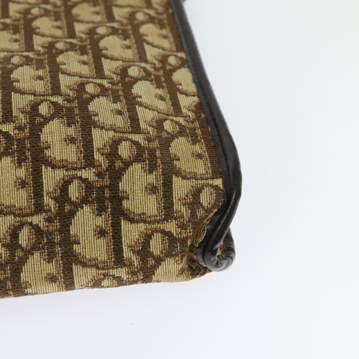 Christian Dior Trotter Canvas Shoulder Bag Beige Auth 115861