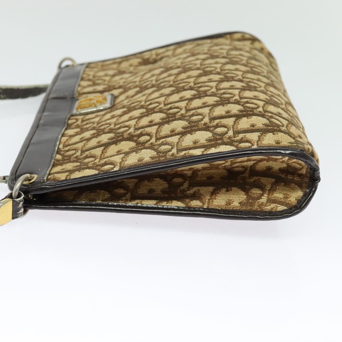 Christian Dior Trotter Canvas Shoulder Bag Beige Auth 115861