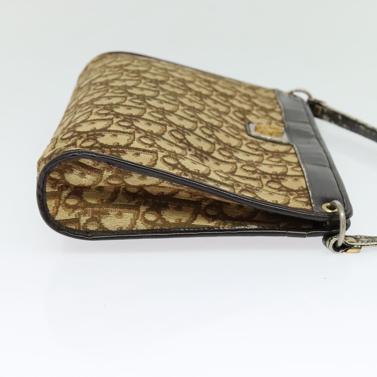 Christian Dior Trotter Canvas Shoulder Bag Beige Auth 115861