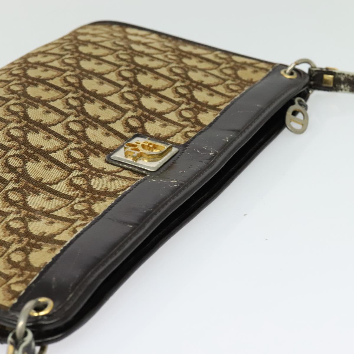 Christian Dior Trotter Canvas Shoulder Bag Beige Auth 115861