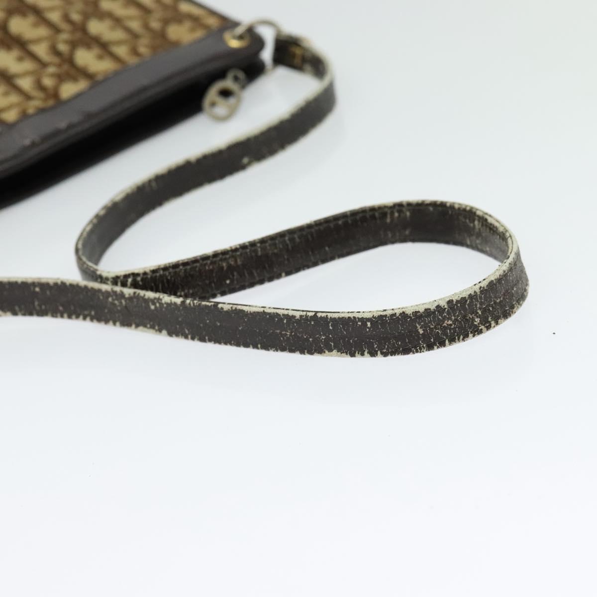 Christian Dior Trotter Canvas Shoulder Bag Beige Auth 115861