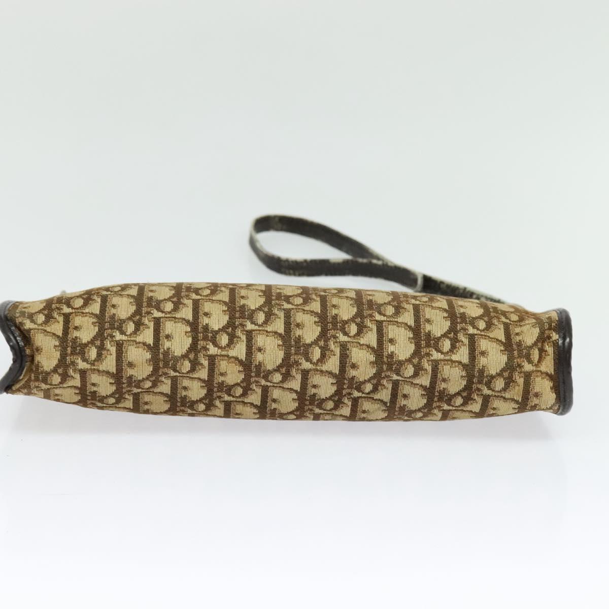 Christian Dior Trotter Canvas Shoulder Bag Beige Auth 115861