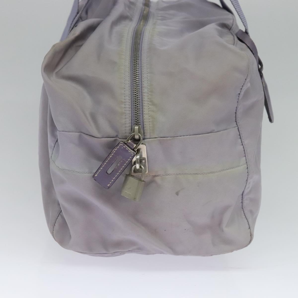 PRADA Boston Bag Nylon Purple Silver Auth 115876