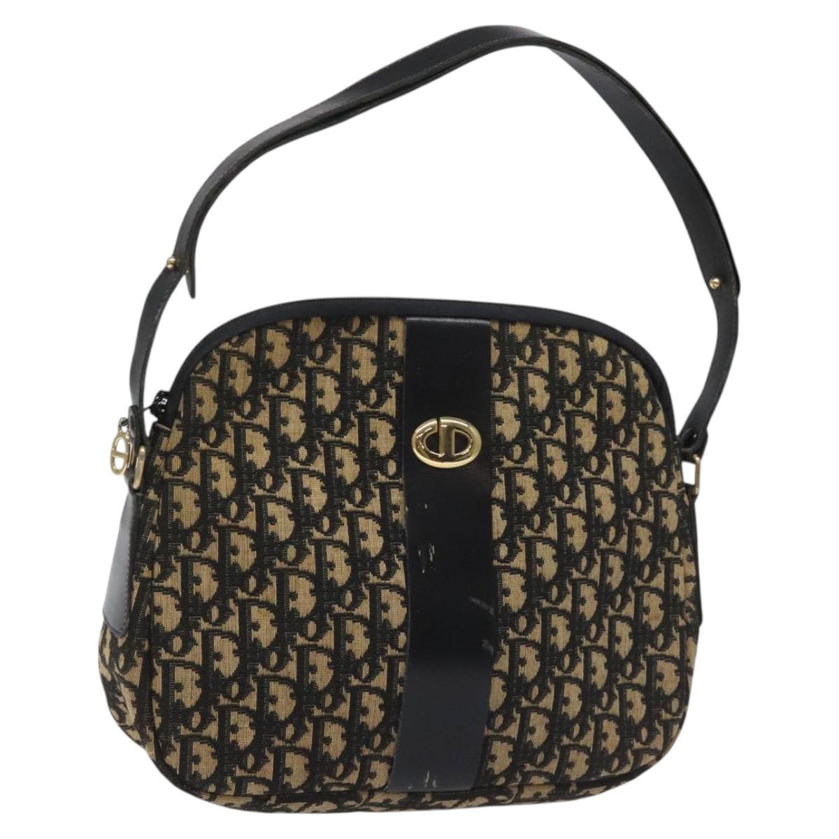 Christian Dior Trotter Canvas Shoulder Bag Black Auth 115877