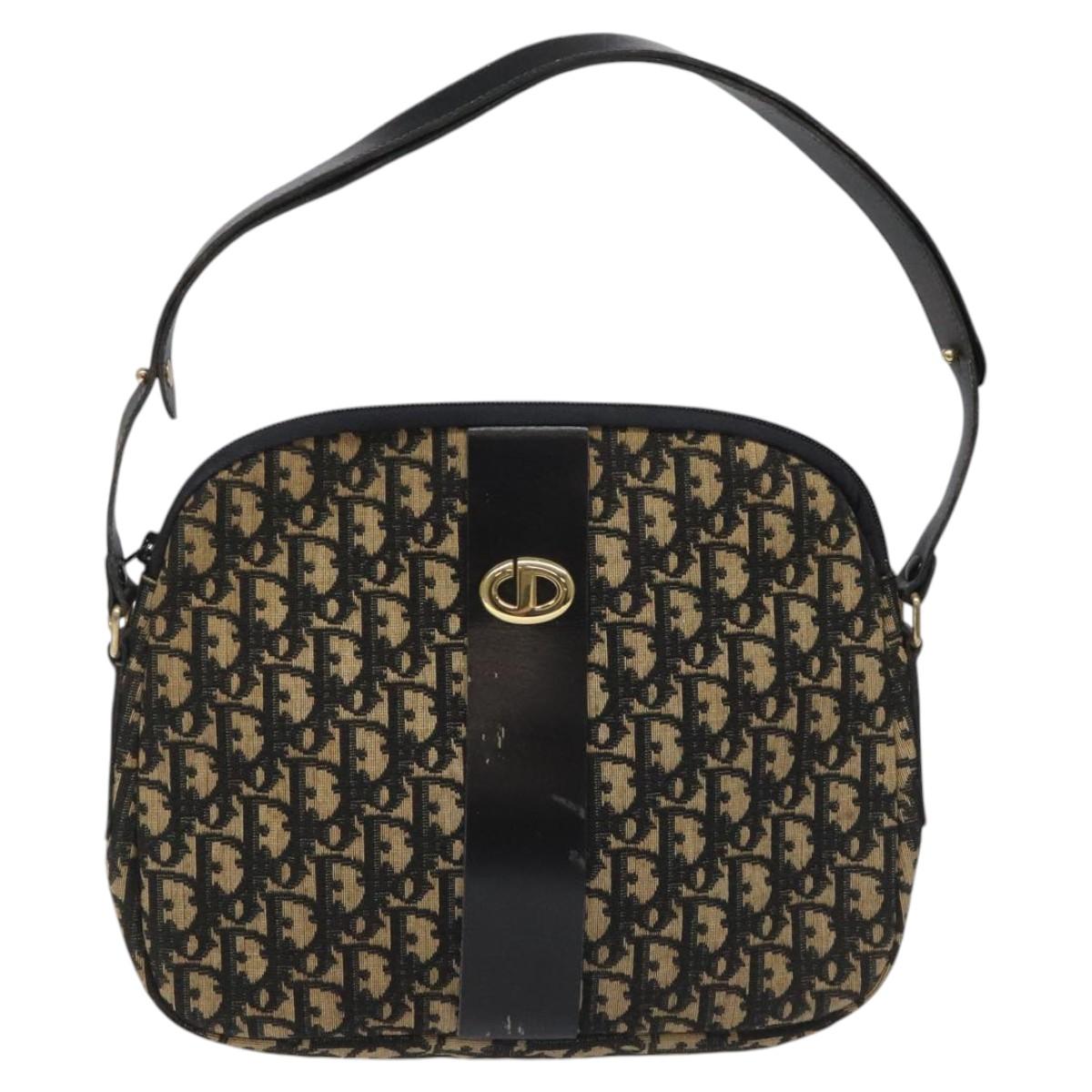 Christian Dior Trotter Canvas Shoulder Bag Black Auth 115877