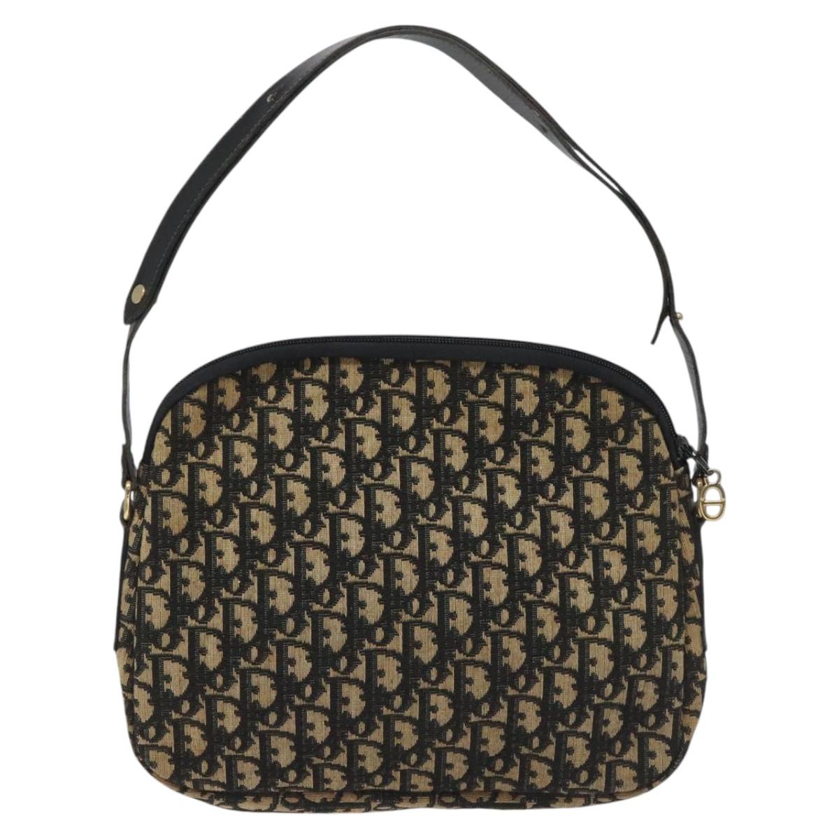 Christian Dior Trotter Canvas Shoulder Bag Black Auth 115877