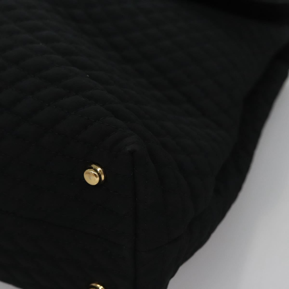 BALLY Hand Bag Nylon Black Gold Auth 115889