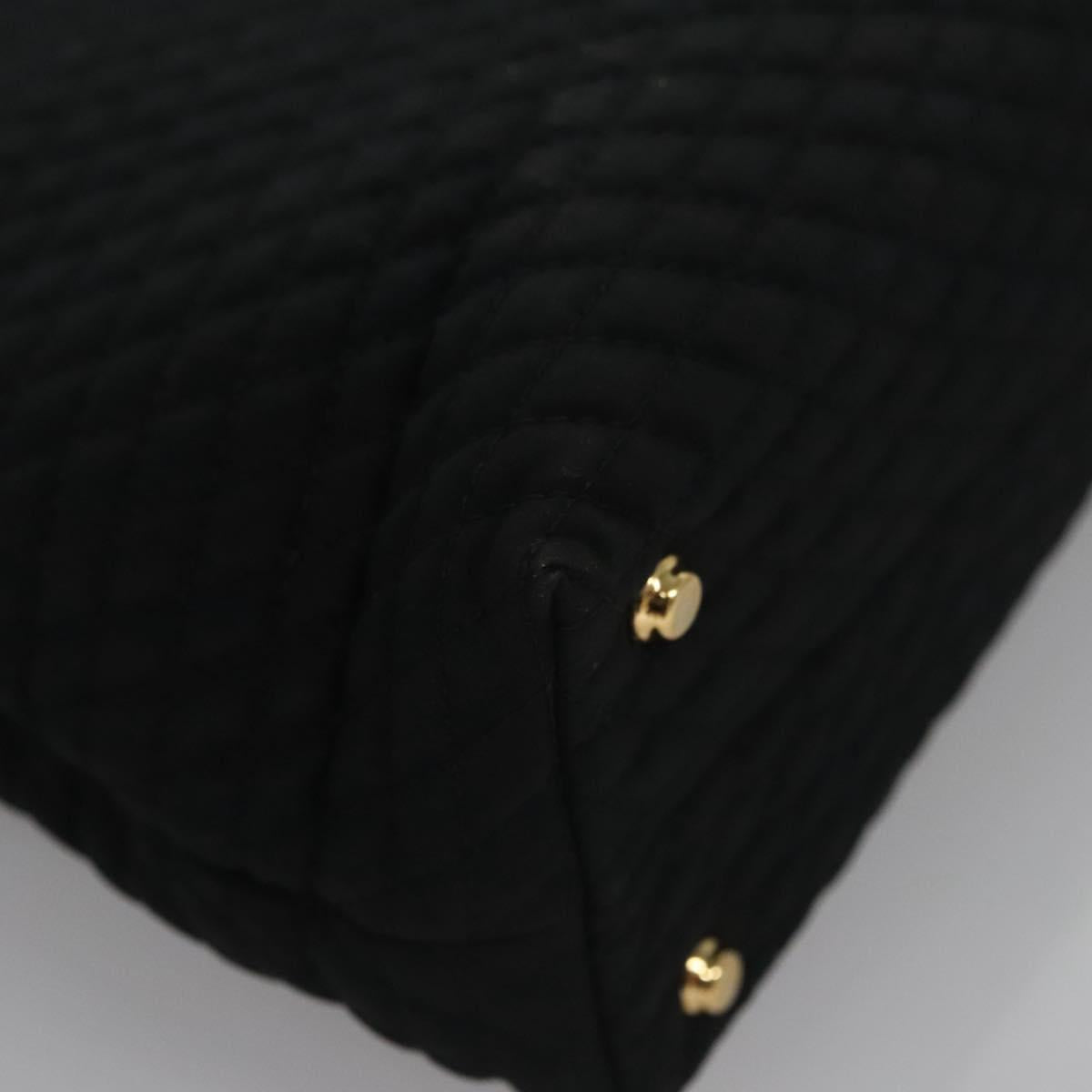 BALLY Hand Bag Nylon Black Gold Auth 115889