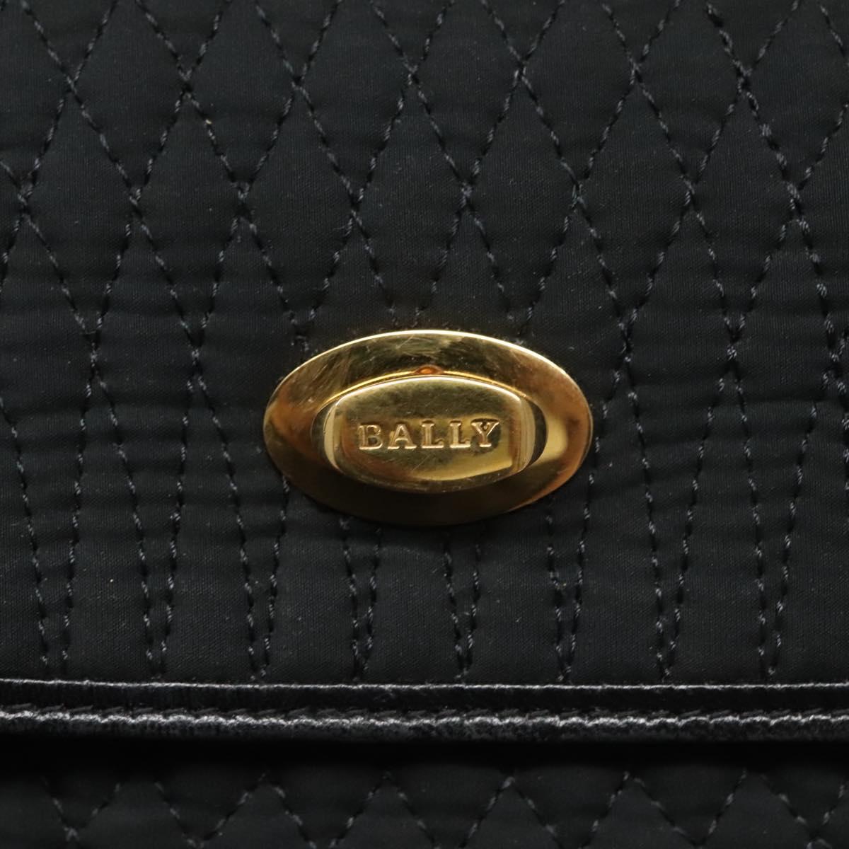 BALLY Hand Bag Nylon Black Gold Auth 115889
