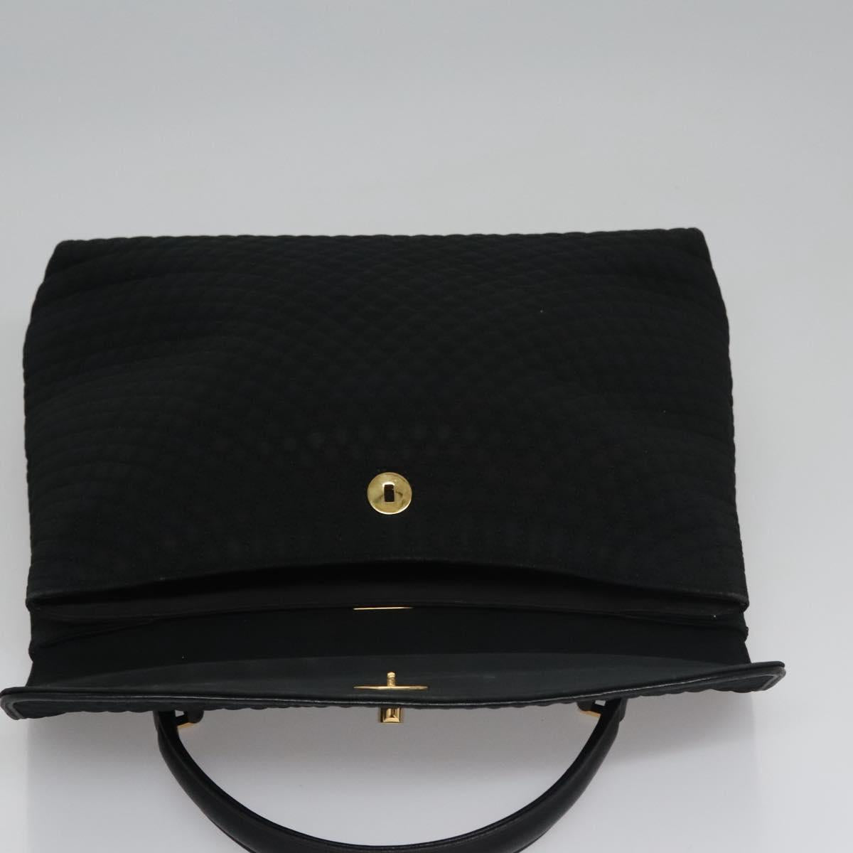 BALLY Hand Bag Nylon Black Gold Auth 115889
