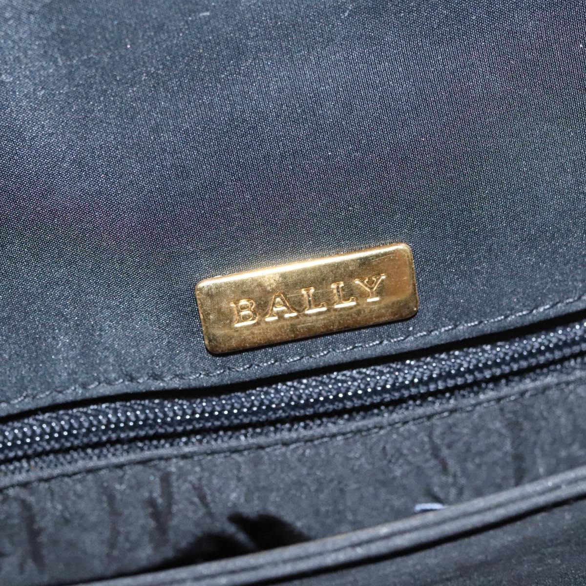BALLY Hand Bag Nylon Black Gold Auth 115889