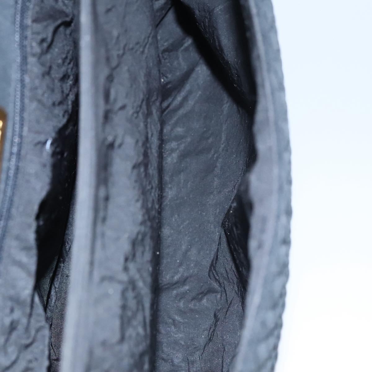 BALLY Hand Bag Nylon Black Gold Auth 115889