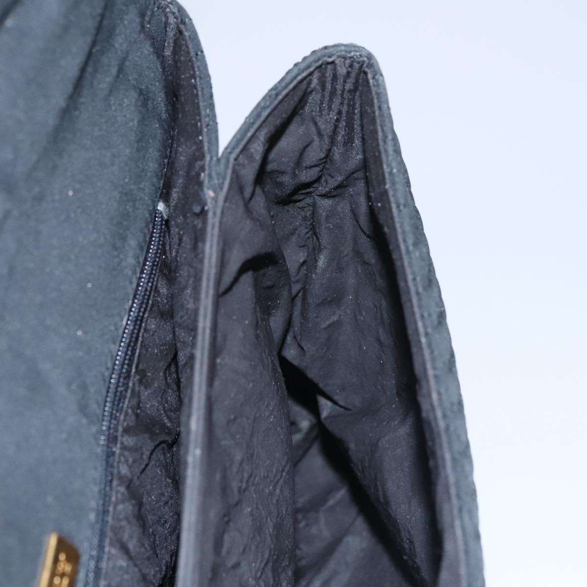 BALLY Hand Bag Nylon Black Gold Auth 115889