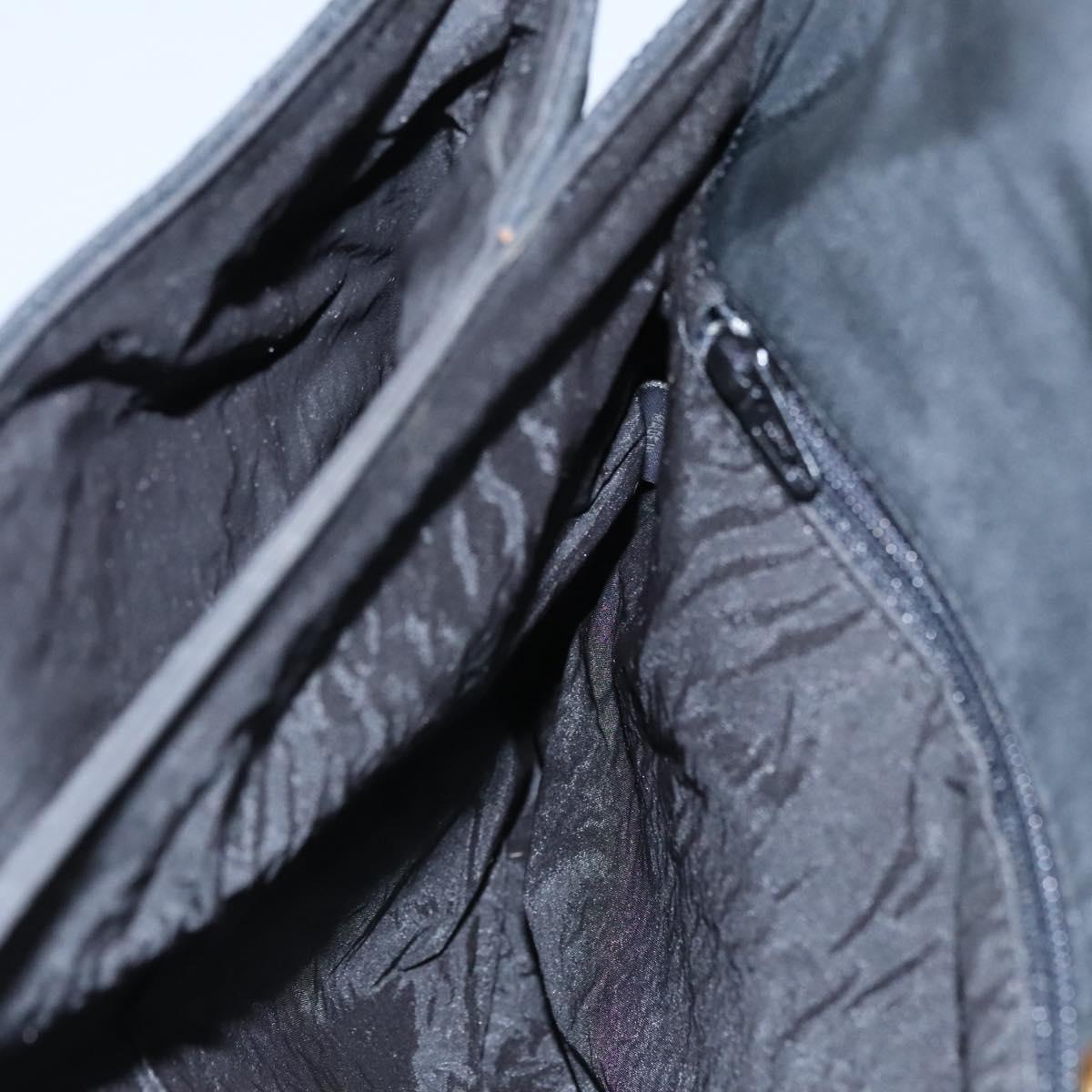 BALLY Hand Bag Nylon Black Gold Auth 115889