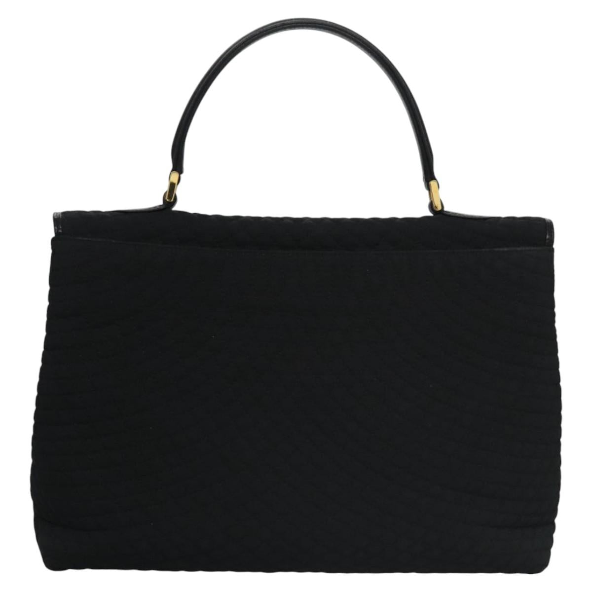 BALLY Hand Bag Nylon Black Gold Auth 115889