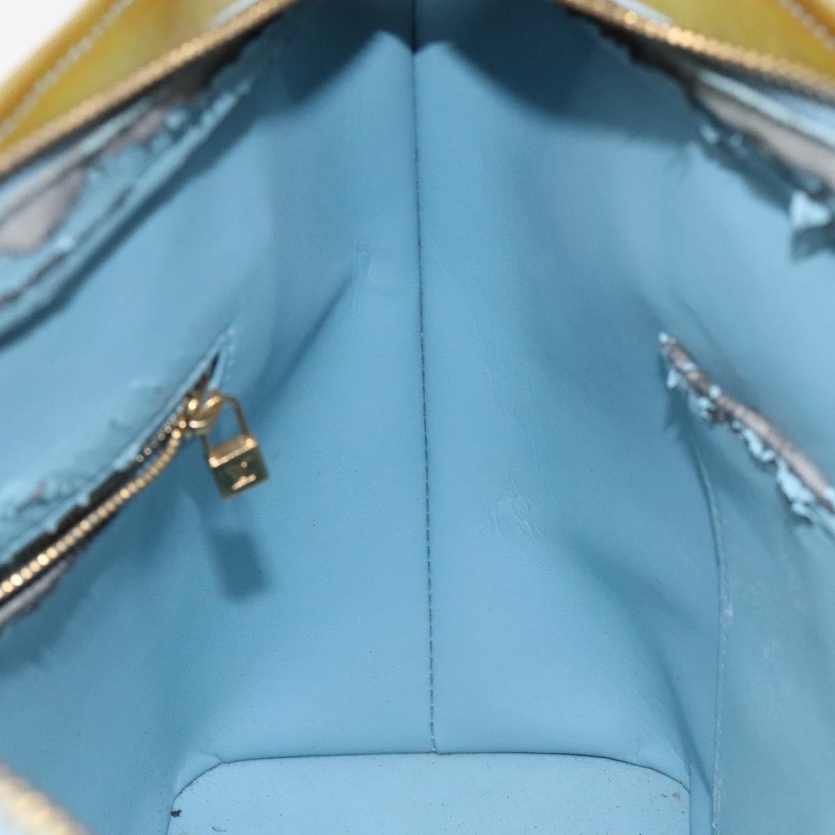 LOUIS VUITTON Monogram Vernis Houston Hand Bag Baby Blue M91005 LV Auth 115892