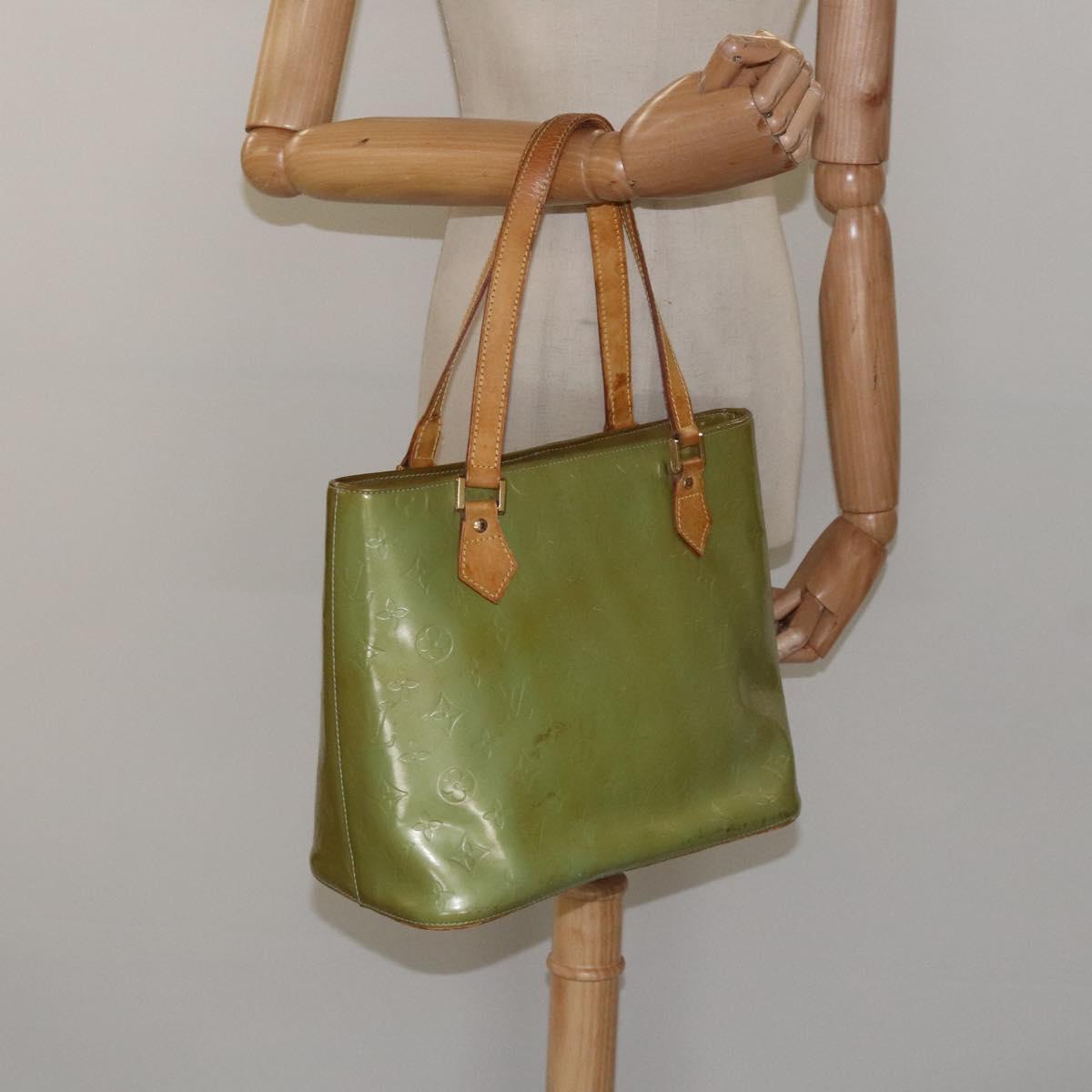 LOUIS VUITTON Monogram Vernis Houston Hand Bag Baby Blue M91005 LV Auth 115892