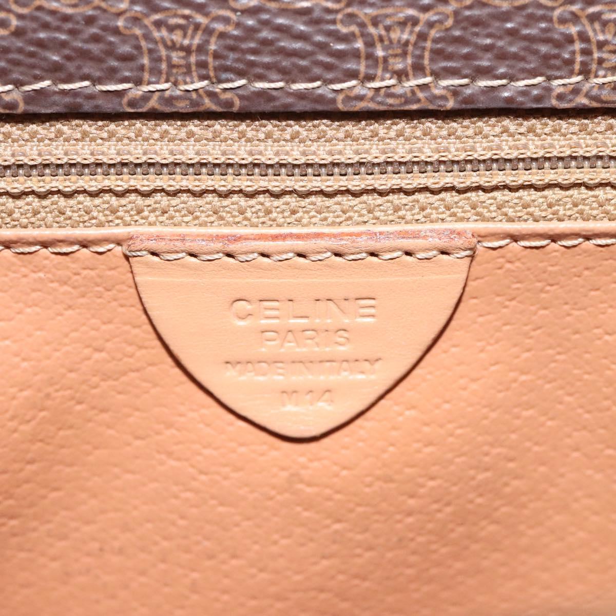 CELINE Macadam Canvas Circle Shoulder Bag PVC Leather Brown Gold Auth 115903